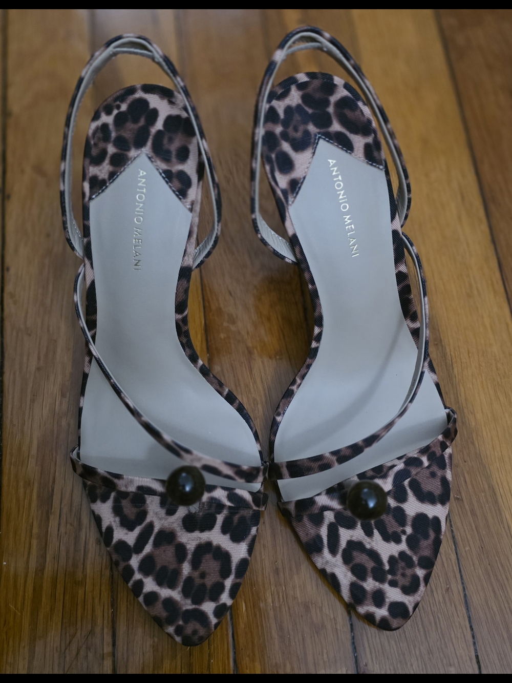 ANTONIO MELANI Leopard-Print Pointed Slingback Heels - Brown/Black